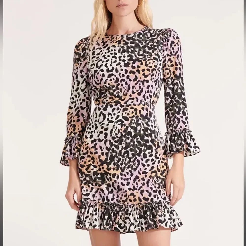 NWT VERONICA BEARD Tamar Watercolor Leopard Dress Lilac Multi Size 8